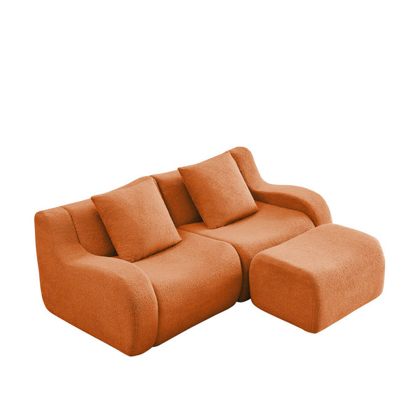 English Elm L-Shaped Teddy Fabric 2-Seat Sofa - Ergonomic, No Assembly, Cloud-Like Comfort For Any Space W714S01447