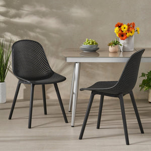 English Elm Christopher Knight Home® - POSEY Chair - Weather-Resistant Polypropylene Outdoor Dining Chair with Perforated Diamond Mesh Design for Durable Style Black 27.5 L x 21.5 W x 20.2 H 69067.00