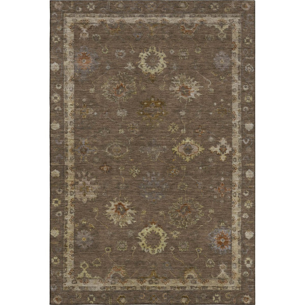 HomeRoots 10' X 14' Chocolate & Beige Oriental Area Rug - Washable, UV Protected, Stain Resistant, Family-Friendly 716401
