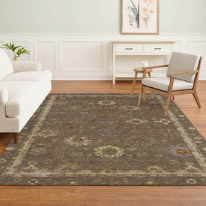 HomeRoots 10' X 14' Chocolate & Beige Oriental Area Rug - Washable, UV Protected, Stain Resistant, Family-Friendly 716401