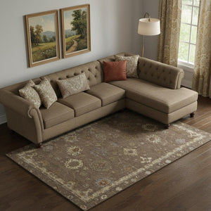 HomeRoots 10' X 14' Chocolate & Beige Oriental Area Rug - Washable, UV Protected, Stain Resistant, Family-Friendly 716401