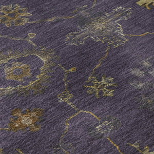 HomeRoots 5' X 8' Eggplant & Beige Oriental Area Rug - Washable, UV Protected, Stain Resistant for Homes 716403
