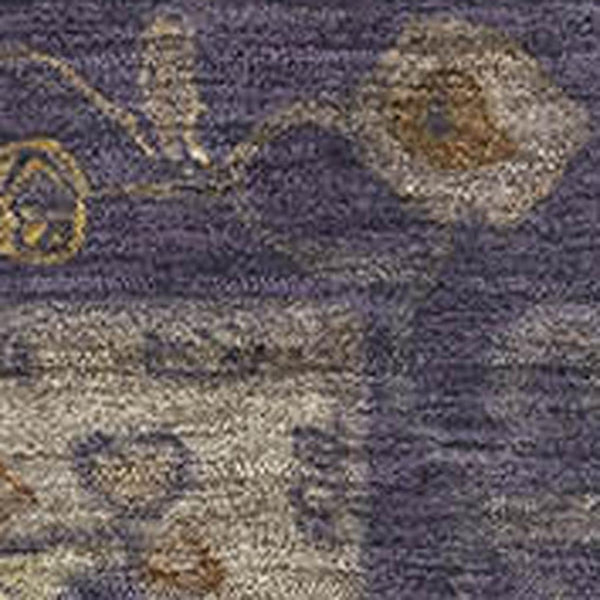 HomeRoots 8' Elegant Eggplant and Beige Oriental Round Rug - Washable, UV-Protected, Family-Friendly Decor 716404