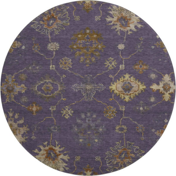 HomeRoots 8' X 10' Elegant Eggplant & Beige Washable Oriental Area Rug with UV Protection for Busy Homes 716405