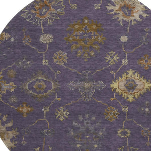 HomeRoots 8' X 10' Elegant Eggplant & Beige Washable Oriental Area Rug with UV Protection for Busy Homes 716405