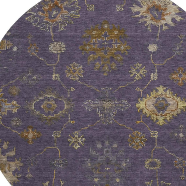 HomeRoots 8' X 10' Elegant Eggplant & Beige Washable Oriental Area Rug with UV Protection for Busy Homes 716405