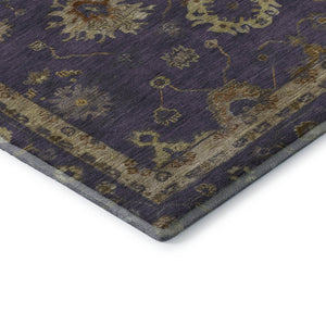 HomeRoots 8' X 10' Elegant Eggplant & Beige Washable Oriental Area Rug with UV Protection for Busy Homes 716405