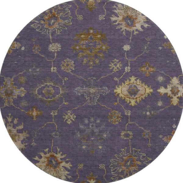 HomeRoots 8' X 10' Elegant Eggplant & Beige Washable Oriental Area Rug with UV Protection for Busy Homes 716405