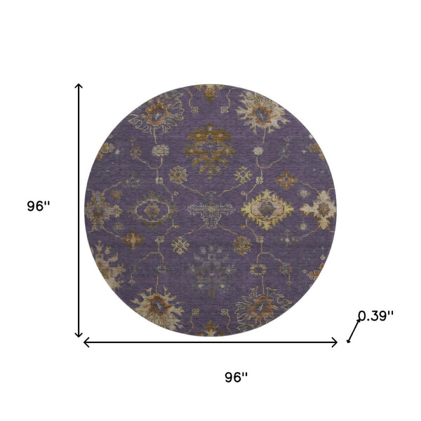 HomeRoots 8' X 10' Elegant Eggplant & Beige Washable Oriental Area Rug with UV Protection for Busy Homes 716405
