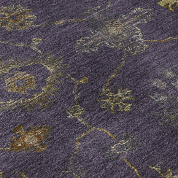HomeRoots 9' X 12' Eggplant and Beige Oriental Area Rug - Washable, UV Protected, Durable for Homes with Kids & Pets 716406