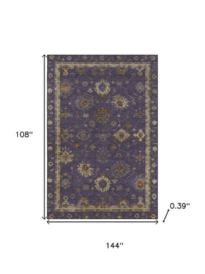HomeRoots 10' X 14' Eggplant Beige Oriental Area Rug - Washable, UV Protected, Stain Resistant for Homes 716407