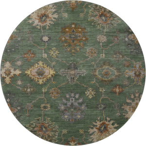 HomeRoots 8' X 10' Fern Green and Gold Oriental Area Rug - Washable, UV Protected & Perfect for Busy Homes! 716411