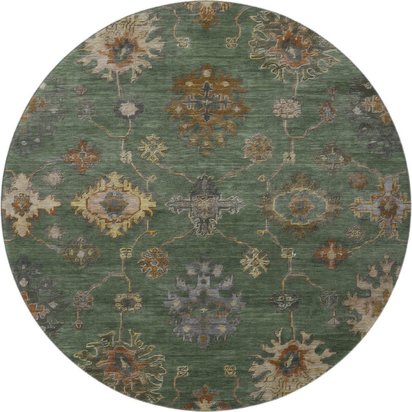 HomeRoots 8' X 10' Fern Green and Gold Oriental Area Rug - Washable, UV Protected & Perfect for Busy Homes! 716411