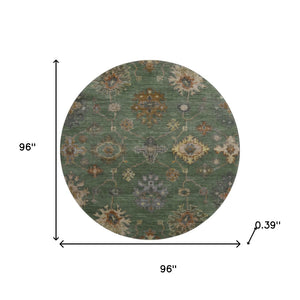 HomeRoots 8' X 10' Fern Green and Gold Oriental Area Rug - Washable, UV Protected & Perfect for Busy Homes! 716411