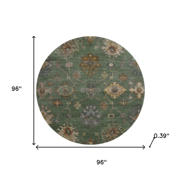 HomeRoots 8' X 10' Fern Green and Gold Oriental Area Rug - Washable, UV Protected & Perfect for Busy Homes! 716411
