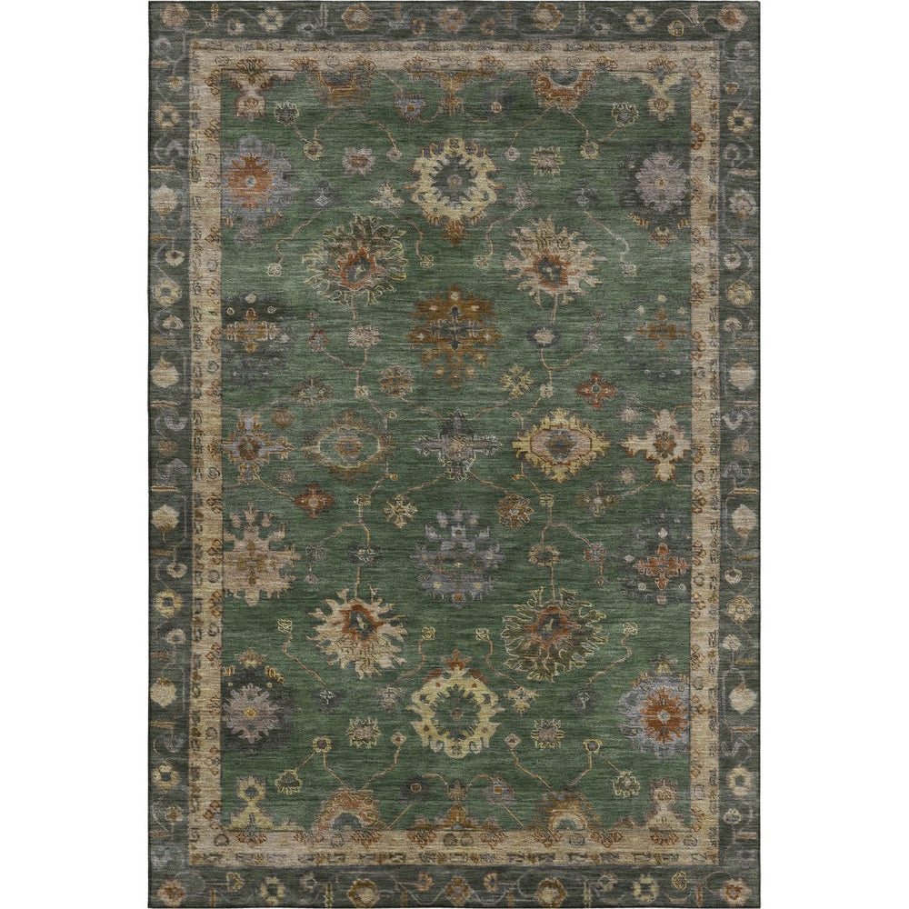 HomeRoots 10' X 14' Fern Green & Gold Oriental Area Rug - Washable, UV Protected, Stain Resistant Luxury Decor 716413