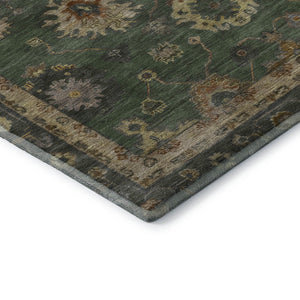 HomeRoots 10' X 14' Fern Green & Gold Oriental Area Rug - Washable, UV Protected, Stain Resistant Luxury Decor 716413