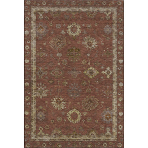 HomeRoots 5' X 8' Rust & Beige Oriental Area Rug - Washable, UV Protected, Durable for High-Traffic Spaces 716415