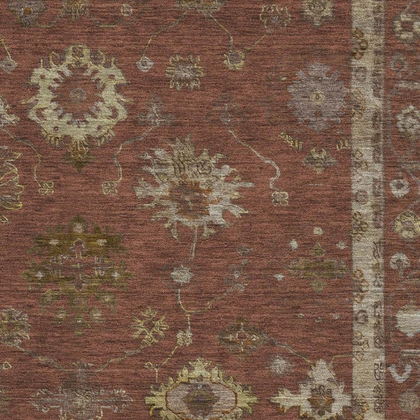 HomeRoots 5' X 8' Rust & Beige Oriental Area Rug - Washable, UV Protected, Durable for High-Traffic Spaces 716415