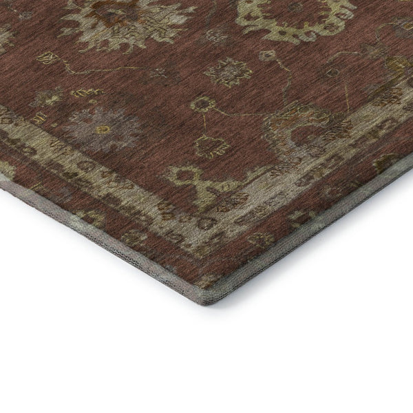 HomeRoots 5' X 8' Rust & Beige Oriental Area Rug - Washable, UV Protected, Durable for High-Traffic Spaces 716415