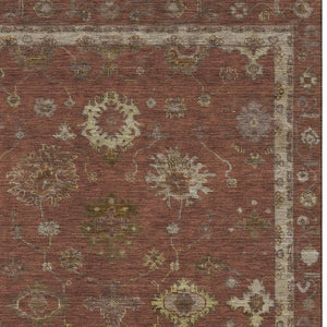 HomeRoots 5' X 8' Rust & Beige Oriental Area Rug - Washable, UV Protected, Durable for High-Traffic Spaces 716415