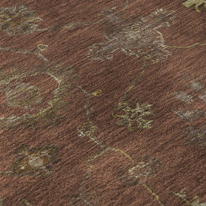 HomeRoots 5' X 8' Rust & Beige Oriental Area Rug - Washable, UV Protected, Durable for High-Traffic Spaces 716415