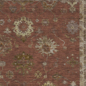 HomeRoots 9' X 12' Washable Rust and Beige Oriental Area Rug with UV Protection for Homes with Kids & Pets 716418