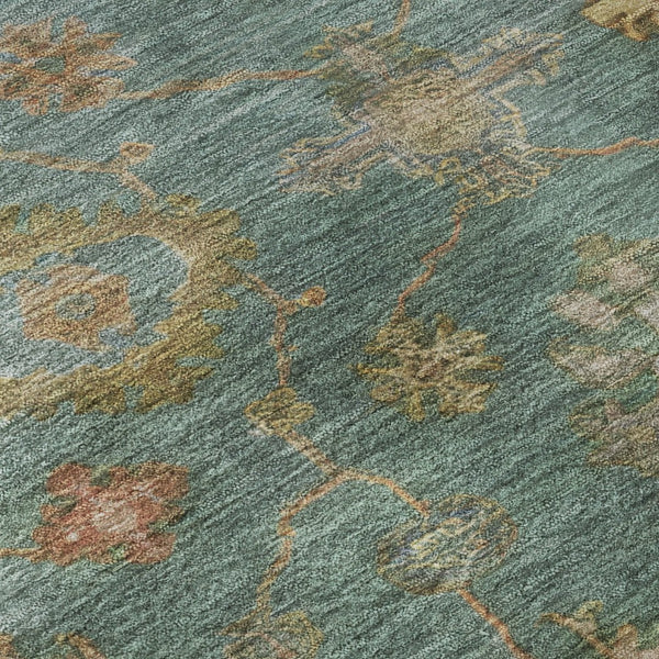 HomeRoots 8' Teal and Blush Oriental Round Rug - Stylish, Washable, UV-Protected, Perfect for Busy Homes! 716422