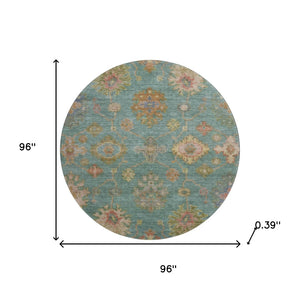 HomeRoots 8' X 10' Elegant Teal and Blush Oriental Washable Area Rug with UV Protection for Modern Homes 716423