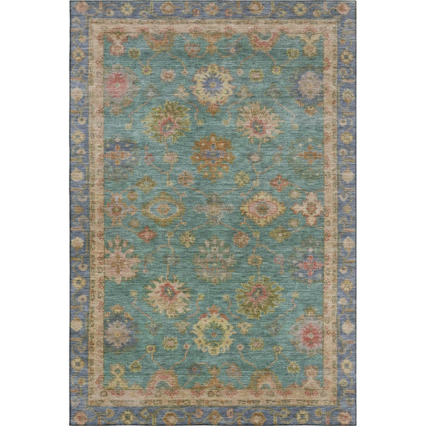 HomeRoots 9' X 12' Teal & Blush Oriental Washable Area Rug - UV Protected, Stain Resistant, Family Friendly Decor 716424