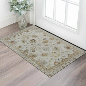 HomeRoots 5' X 8' Taupe and Beige Oriental Area Rug – Machine Washable, Stain Resistant, UV Protected Elegance 716427