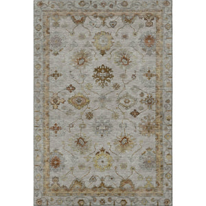 HomeRoots 8' Luxurious Taupe and Beige Oriental Washable Round Rug with UV Protection for Everyday Living 716428