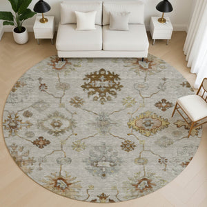HomeRoots 8' X 10' Elegant Taupe & Beige Oriental Area Rug - Washable, UV Protected, Ideal for Busy Homes! 716429