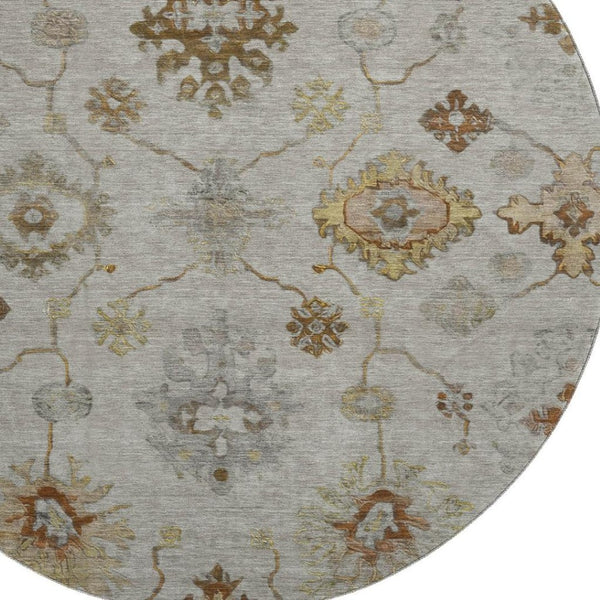 HomeRoots 8' X 10' Elegant Taupe & Beige Oriental Area Rug - Washable, UV Protected, Ideal for Busy Homes! 716429