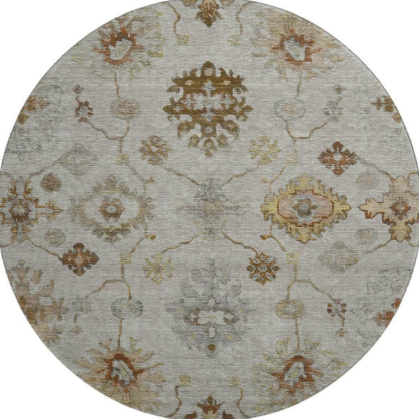 HomeRoots 8' X 10' Elegant Taupe & Beige Oriental Area Rug - Washable, UV Protected, Ideal for Busy Homes! 716429