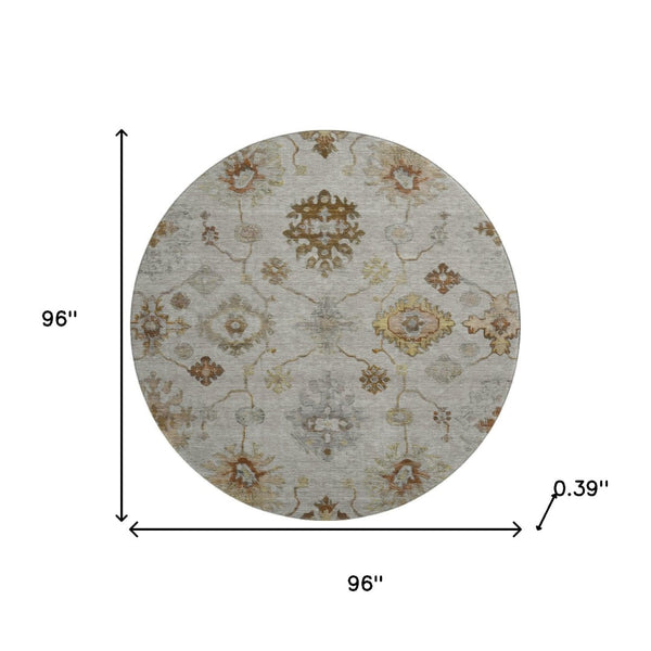 HomeRoots 8' X 10' Elegant Taupe & Beige Oriental Area Rug - Washable, UV Protected, Ideal for Busy Homes! 716429