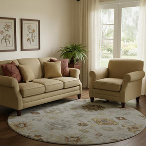 HomeRoots 8' X 10' Elegant Taupe & Beige Oriental Area Rug - Washable, UV Protected, Ideal for Busy Homes! 716429