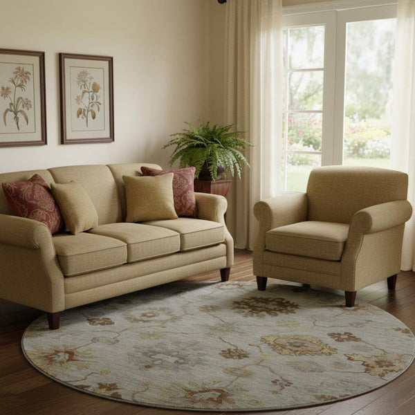 HomeRoots 8' X 10' Elegant Taupe & Beige Oriental Area Rug - Washable, UV Protected, Ideal for Busy Homes! 716429