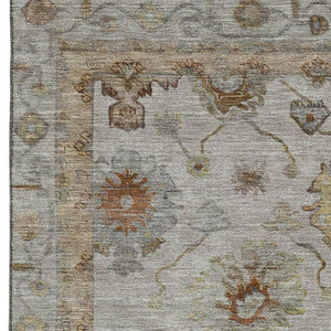 HomeRoots 9' X 12' Taupe & Beige Oriental Area Rug - Washable, Stain Resistant, UV Protected for Everyday Style 716430
