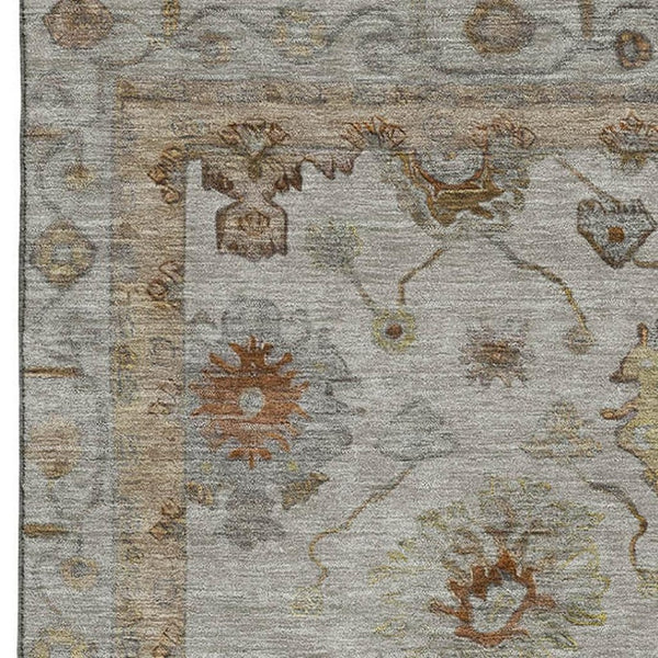 HomeRoots 9' X 12' Taupe & Beige Oriental Area Rug - Washable, Stain Resistant, UV Protected for Everyday Style 716430