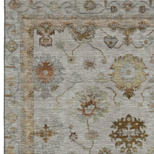 HomeRoots 9' X 12' Taupe & Beige Oriental Area Rug - Washable, Stain Resistant, UV Protected for Everyday Style 716430
