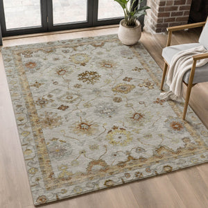 HomeRoots 10' X 14' Taupe & Beige Oriental Washable Rug - UV Protected, Stain Resistant, Ideal for Busy Homes 716431