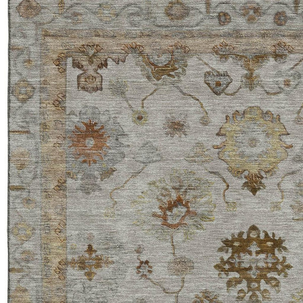 HomeRoots 10' X 14' Taupe & Beige Oriental Washable Rug - UV Protected, Stain Resistant, Ideal for Busy Homes 716431