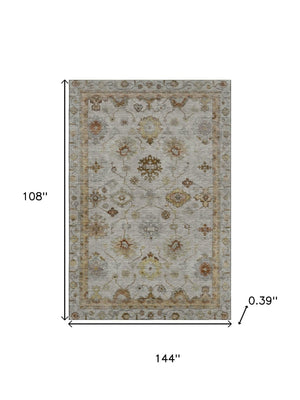 HomeRoots 10' X 14' Taupe & Beige Oriental Washable Rug - UV Protected, Stain Resistant, Ideal for Busy Homes 716431