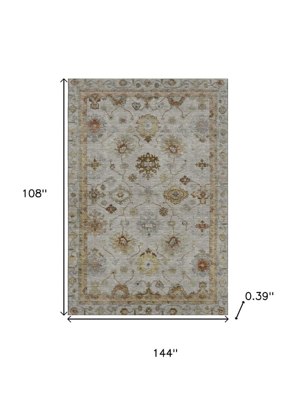 HomeRoots 10' X 14' Taupe & Beige Oriental Washable Rug - UV Protected, Stain Resistant, Ideal for Busy Homes 716431