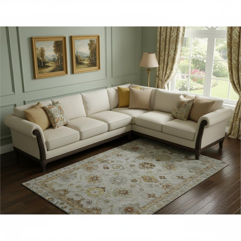 HomeRoots 10' X 14' Taupe & Beige Oriental Washable Rug - UV Protected, Stain Resistant, Ideal for Busy Homes 716431