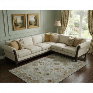 HomeRoots 10' X 14' Taupe & Beige Oriental Washable Rug - UV Protected, Stain Resistant, Ideal for Busy Homes 716431