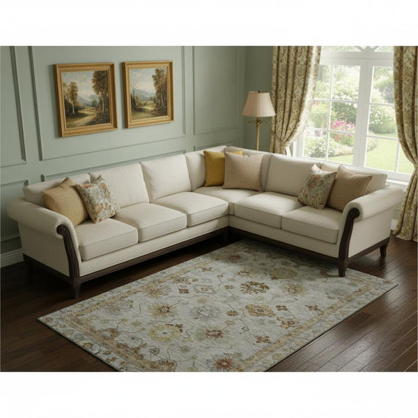 HomeRoots 10' X 14' Taupe & Beige Oriental Washable Rug - UV Protected, Stain Resistant, Ideal for Busy Homes 716431