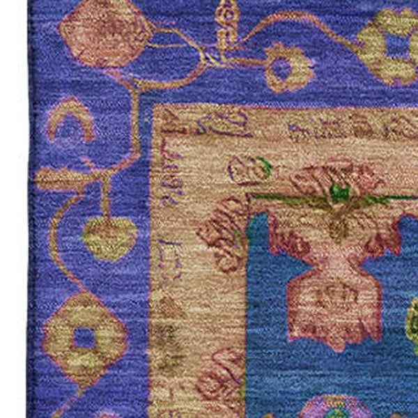 HomeRoots 5' X 8' Blue and Green Oriental Area Rug – Washable, UV-Protected, Pet-Friendly, Modern Design! 716433