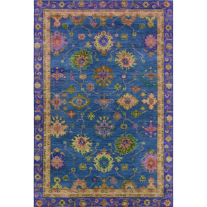 HomeRoots 5' X 8' Blue and Green Oriental Area Rug – Washable, UV-Protected, Pet-Friendly, Modern Design! 716433